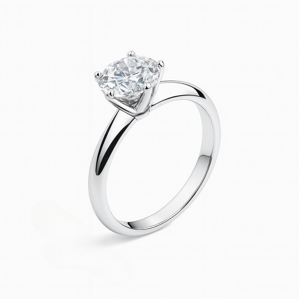 Anel Solitário Clássico Moissanite 6mm