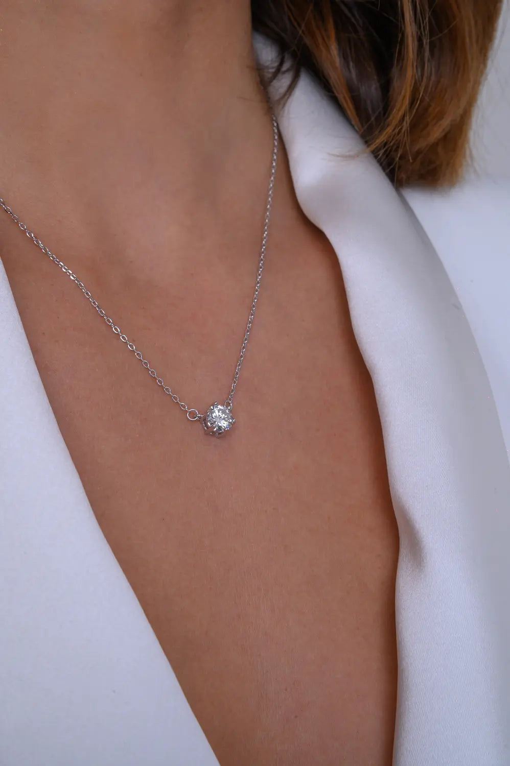 Colar Ponto de Luz com Moissanite 7MM